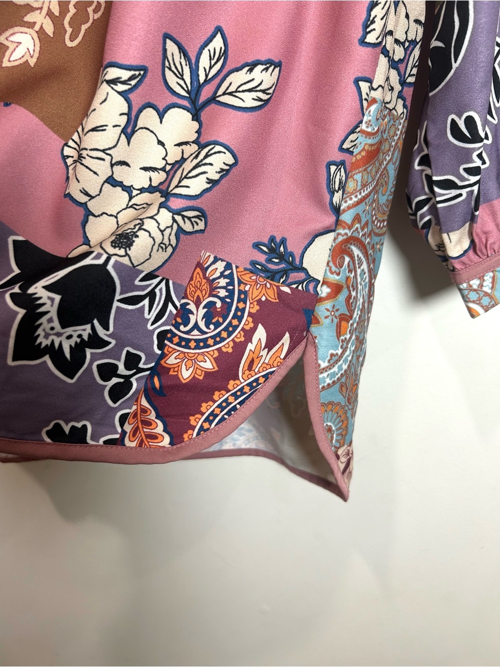 Soft Surroundings Tunic Top Patchwork Floral Paisley Women L Alvadore Fleur Boho - Picture 9 of 16